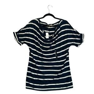 Banana Republic Striped Cowl Neck Top NWT Women's Sz XL Navy White Coastal Chic
